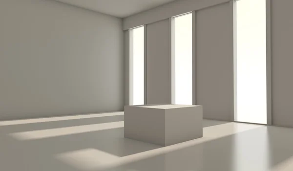 Sfondo astratto architettura. Illustrazione vuota dell'interno della stanza bianca 3d — Foto Stock