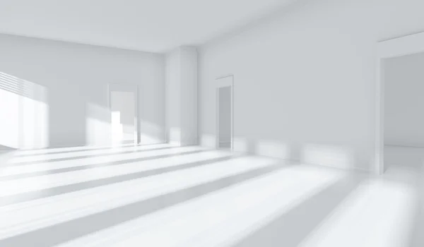Абстрактний архітектурний фон. Порожня біла кімната інтер'єр 3d ілюстрація — стокове фото