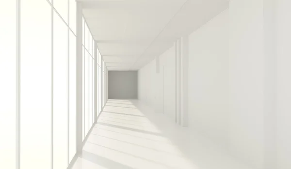 抽象的建筑背景。空白色房间室内 3d 图 — 图库照片#