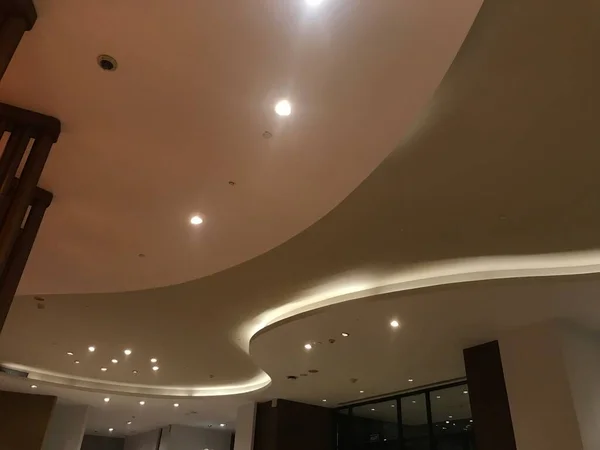 Curved Gypsum false ceiling or suspended structure with Interior architecture of an Five star hotel buildings