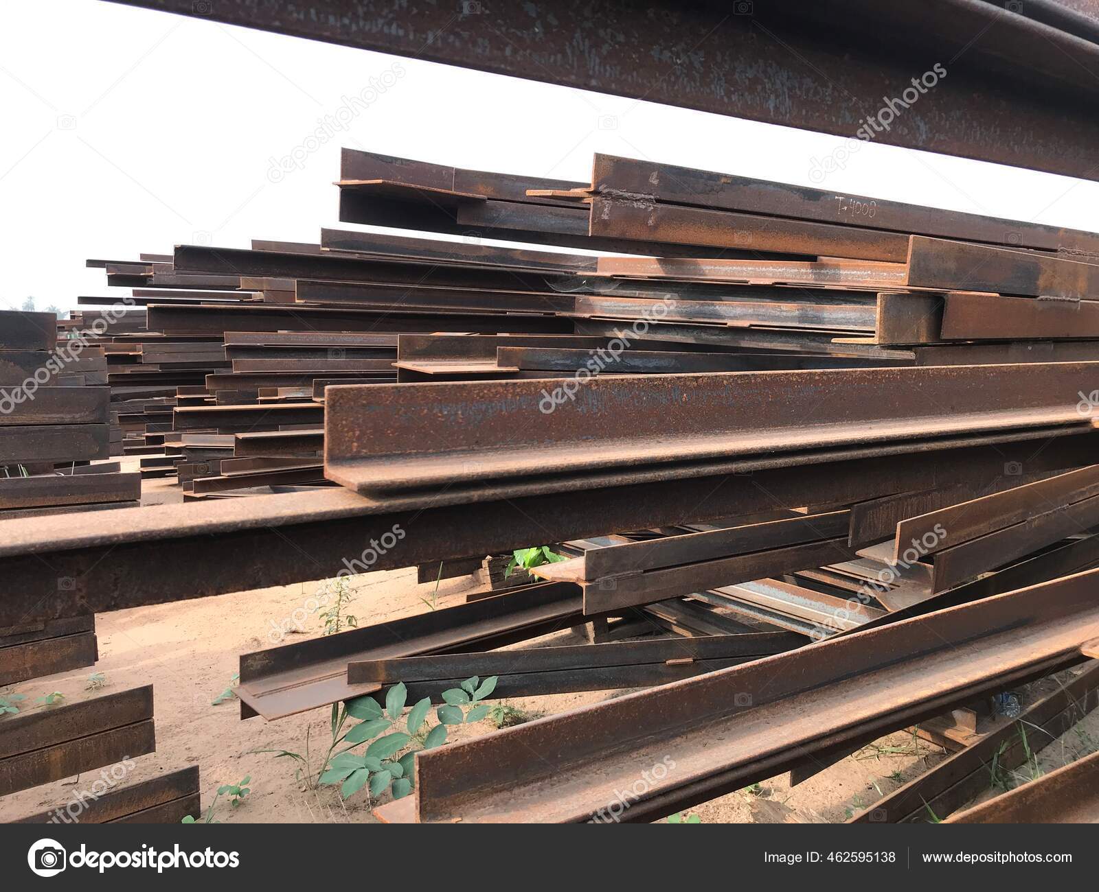 Structural Steel Beam Angles Stored Fabrication Yard Project