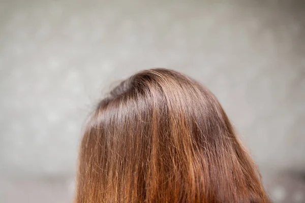 Una Chica Con Pelo Largo Liso Hermoso Castaño Cuidado Del —  Fotos de Stock