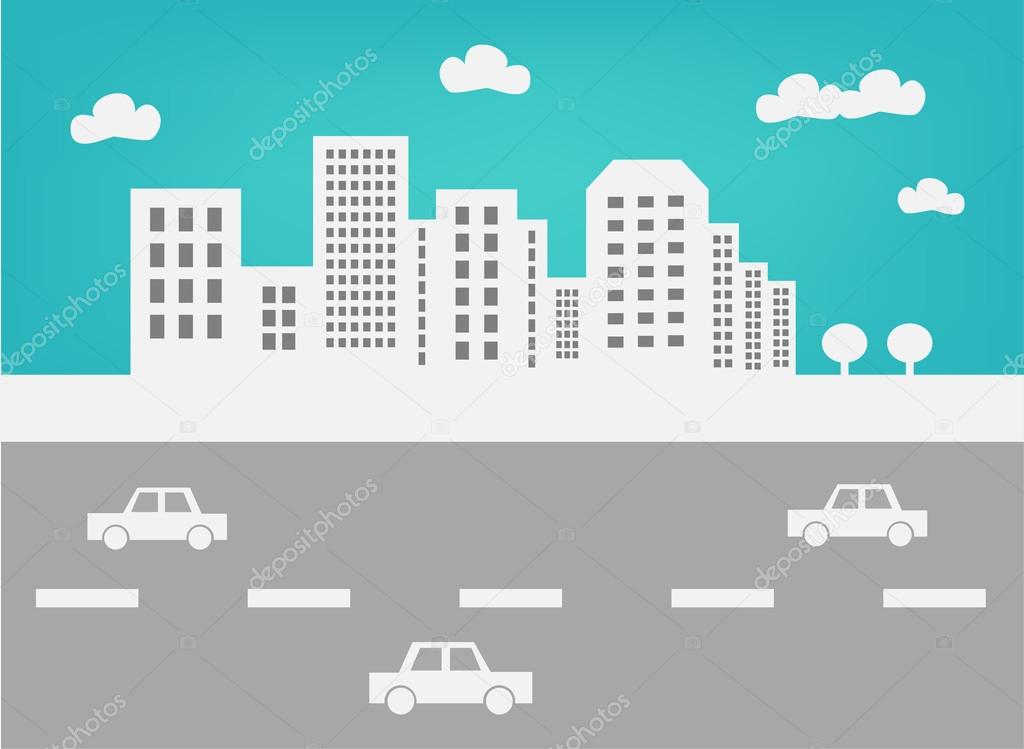 City skyline and traffic