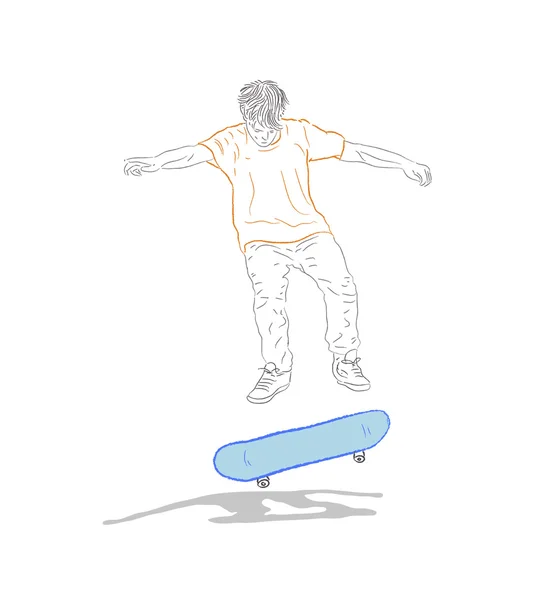 Иллюстрация мальчика-скейтера — стоковый вектор