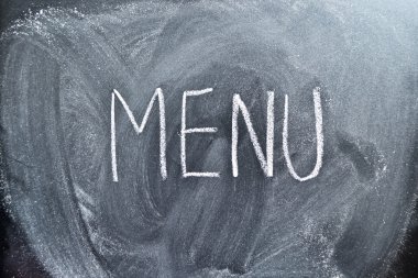 Bir kara tahta, arka plan üzerinde kelime menü