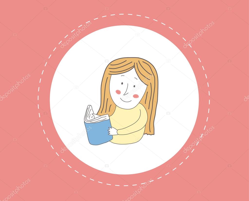 Girl reading a book,vector illustration