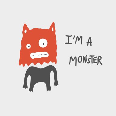 Kırmızı kafalı canavar illüstrasyon vektör