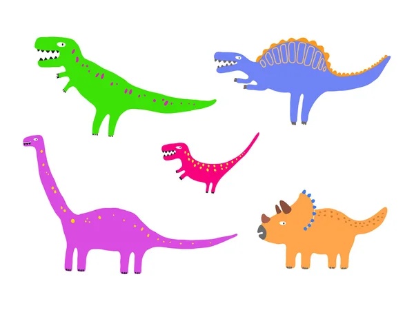 Conjunto de vetor dinossauros coloridos — Vetor de Stock