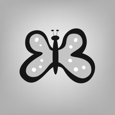 Siyah, beyaz ve gri kelebek, vektör çizim