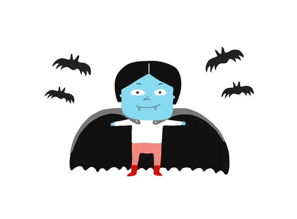 吸血鬼のコスチュームやコウモリの少年 — ストックベクタ