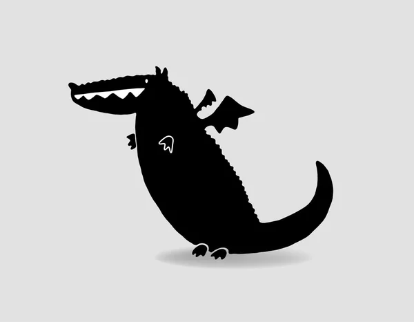 Desenho de silhueta de dragão, ilustração vetorial — Vetor de Stock