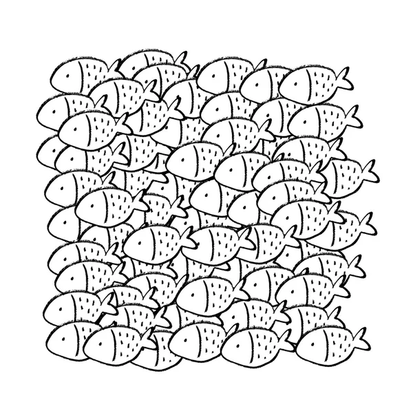 Grupo de padrão de peixe, ilustração vetorial — Vetor de Stock
