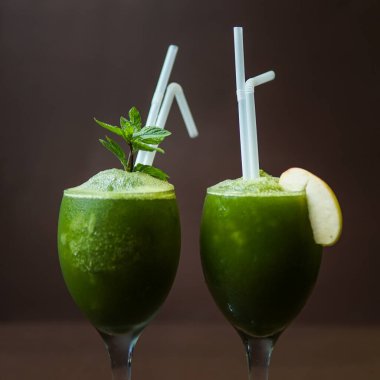 Green mint lemonade with apple cocktail