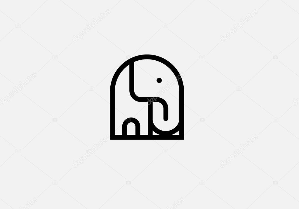 Line art elephant Vector Logo Template