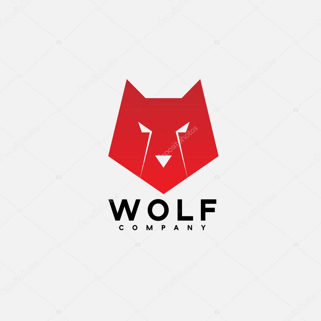 Abstract luxury wolf head vector monogram logo design template