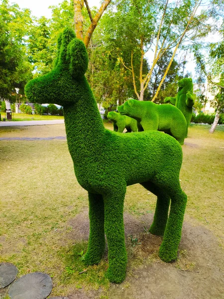 Figura verde de ciervos de piel sintética en el Parque. —  Fotos de Stock