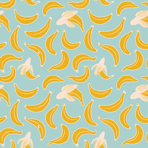 Επίπεδη Αδιάλειπτη Μοτίβο Κίτρινες Μπανάνες Διανυσματικό Μοτίβο Φρούτων Γαλάζιο Φόντο — Διανυσματικό Αρχείο