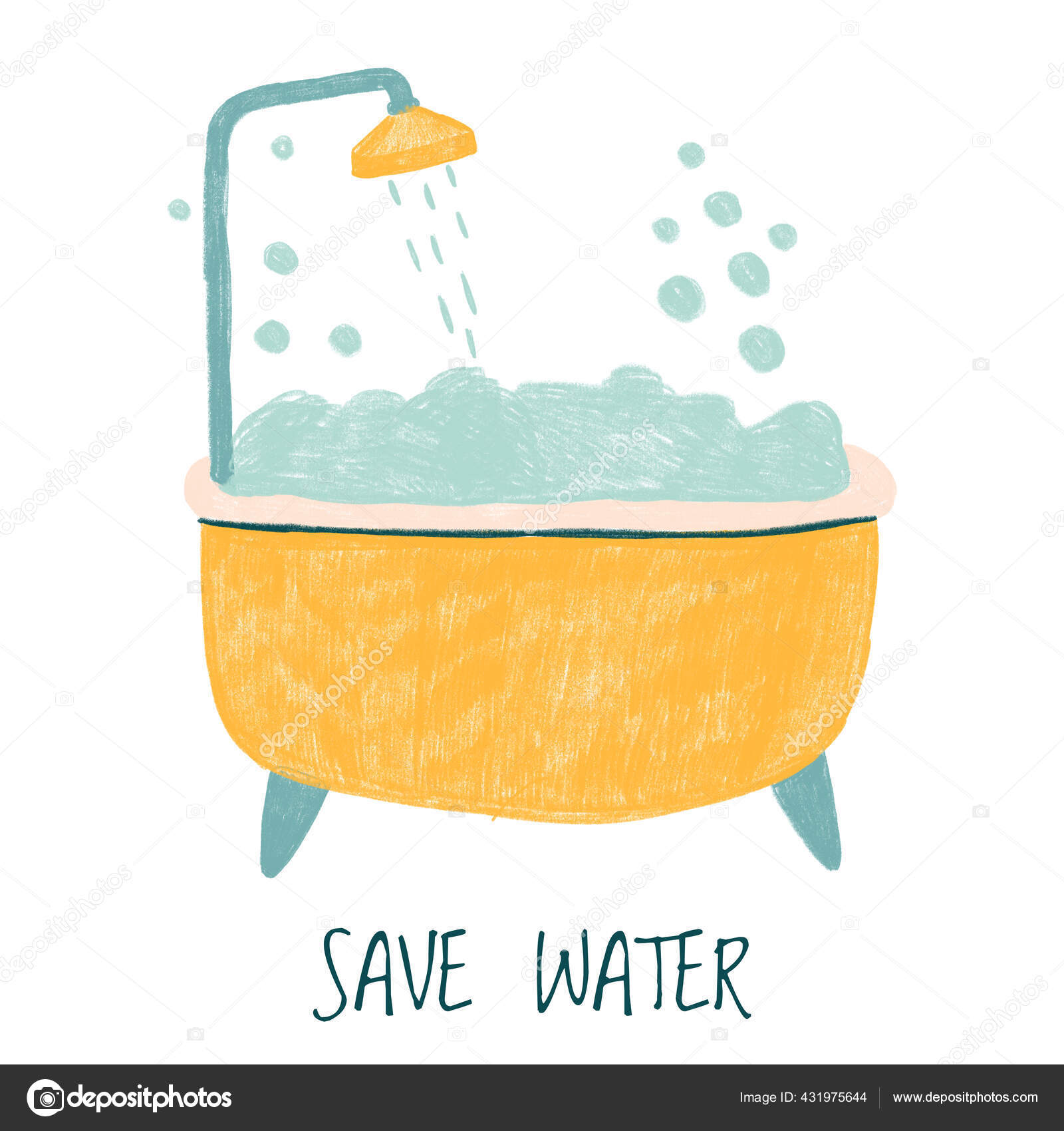 거품이 욕조와 손으로 아이콘 그림과 지려는 스톡 일러스트레이션 [© AUTHOR_NAME] #431975644, image size:1600x1700
