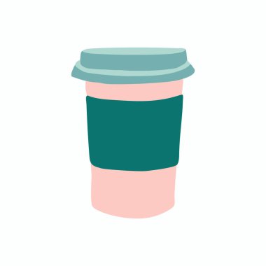 Vektör kahve fincanı. Tek kullanımlık veya yeniden kullanılabilir düz karalama çizimi. Kahve kupası.