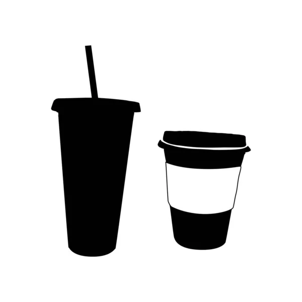 Caffettiera Vettoriale Tazza Caffè Usa Getta Riutilizzabile Bicchiere Plastica Asporto — Vettoriale Stock