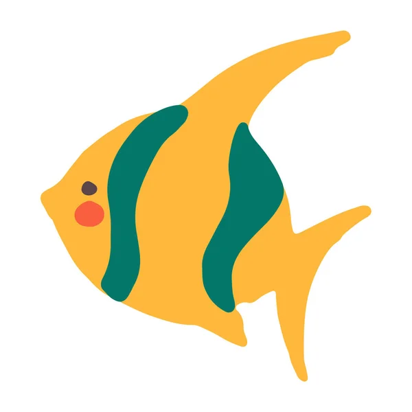 可爱的扁平的鱼 幼稚嫩的矢量鱼图解 用于T恤衫 贴纸和海报的卡通设计 — 图库矢量图片