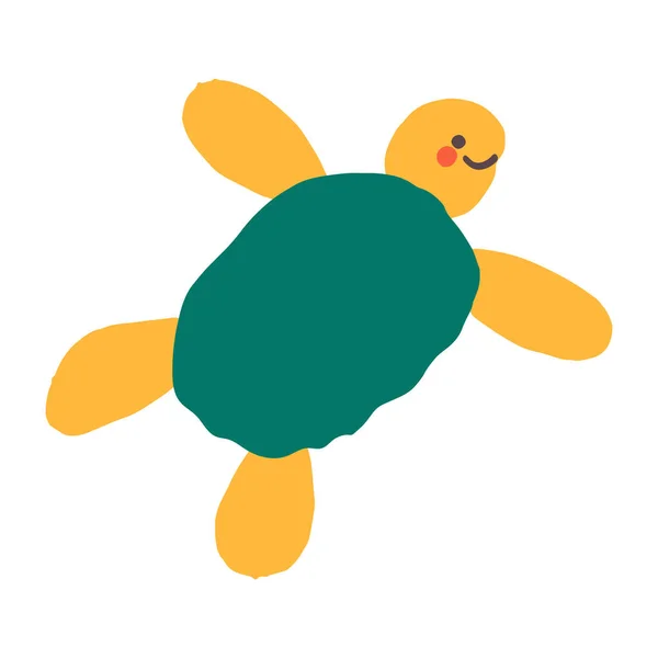 Linda Tortuga Plana Ilustración Infantil Tortugas Vectoriales Diseño Dibujos Animados — Vector de stock