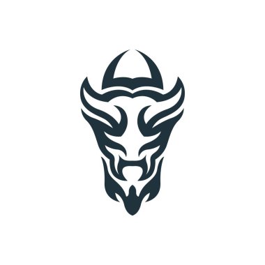 Bizon başlı logo vektörü. Dövme için basit bir kavram.