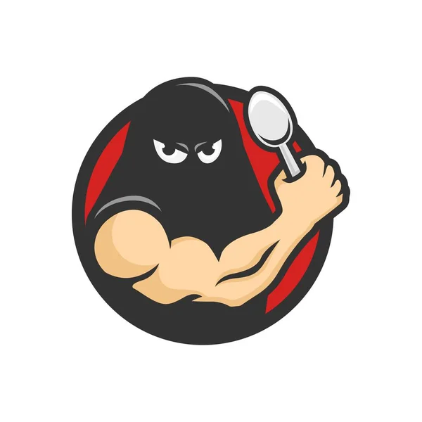 Carrasco Com Colher Nas Mãos Caractere Mascote Logotipo Ilustração Vetorial — Fotografia de Stock