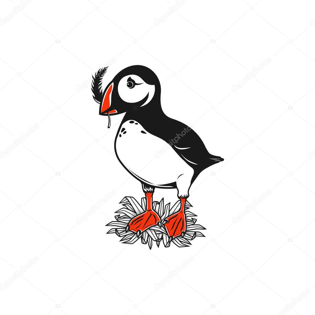 puffin logo vector. animal logo