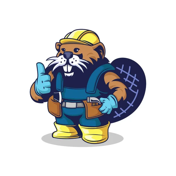 Beaver Worker Character Logo Animal Logo — Stock Vector
