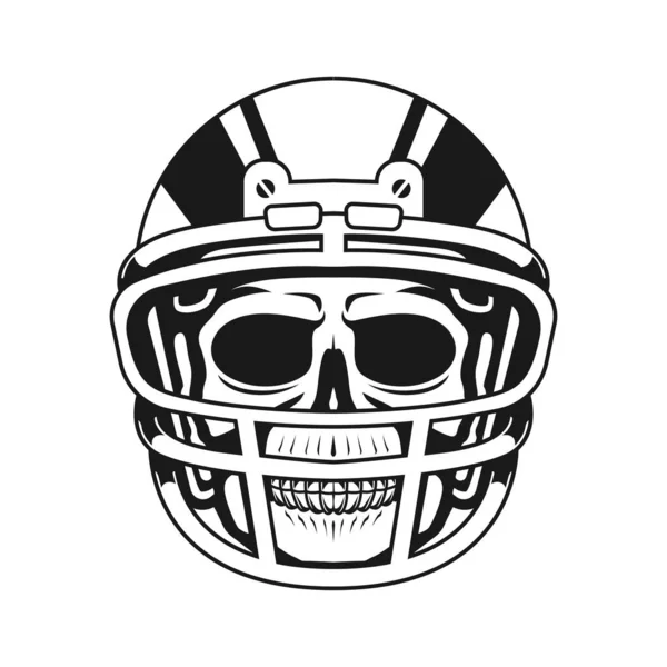 Skull Wearing American Football Helmet Vector Illustration — ストックベクタ