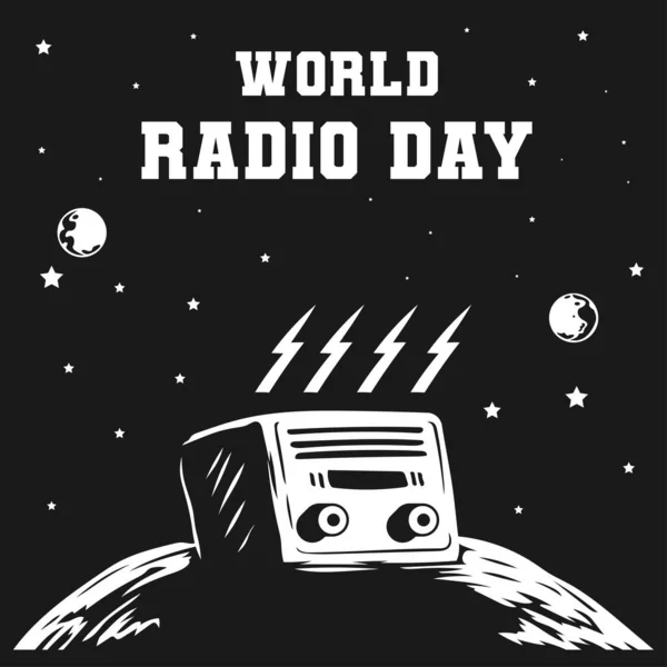 world radio day. radio on the universe. vector illustration