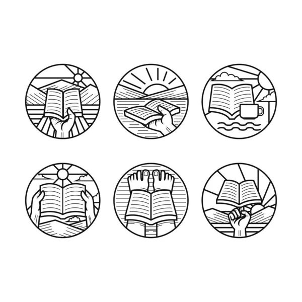 set of book logo. line art logo. vector illustration