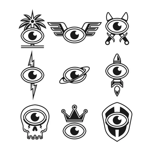 Uppsättning Ögon Logotyp Vektor Illustration — Stock vektor