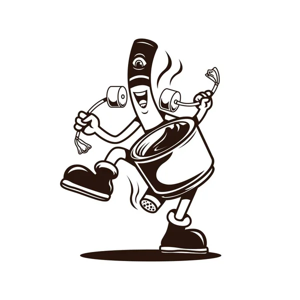 Mascote Logotipo Personagem Cigarro Jogando Xícara Café Com Bastão Tambor — Fotografia de Stock