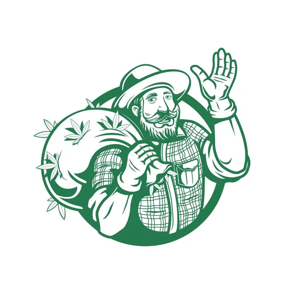 Marihuana kenevir çiftçi logo şablonu taşıyıcısı