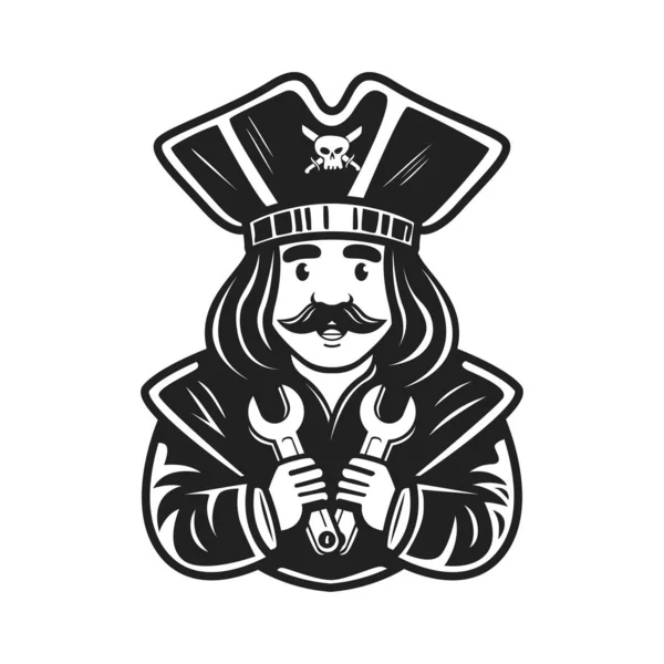Logo Personnage Pirate Tenant Clé Illustration Vectorielle — Photo