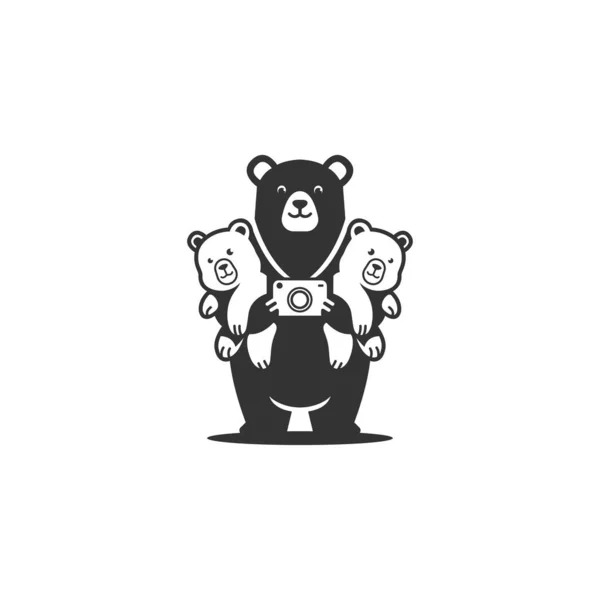 Mascote Logotipo Urso Com Dois Filhotes Fotografia — Fotografia de Stock