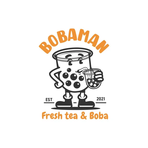 Boba Cup Mascotte Vector Illustratie Boba Cup Drink Boba — Stockvector
