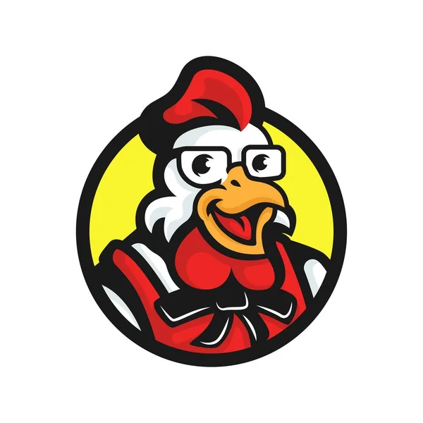Λογότυπο Μασκότ Τηγανητό Κοτόπουλο Φορέα Τροφίμων — Διανυσματικό Αρχείο