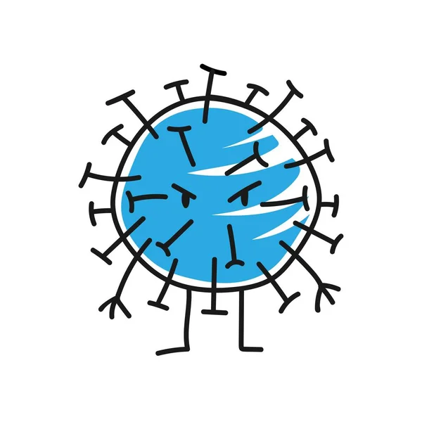 Figura Pegajosa Del Virus Corona Arte Dibujado Mano Ilustración Vector — Vector de stock