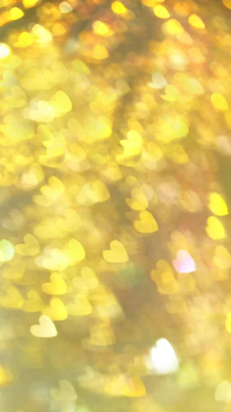 Αφηρημένη Χρυσή Καρδιά Σχήμα Bokeh Φώτα Λάμψη Glitter Defocused Φόντο — Φωτογραφία Αρχείου