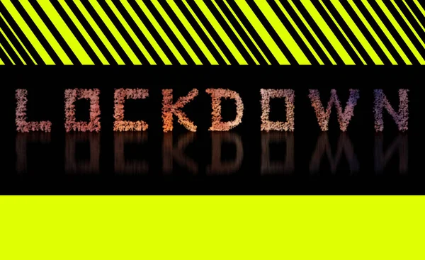 Lockdown Inscription Yellow Black Background Health Pandemic Global Alert Concept — Stock Photo, Image