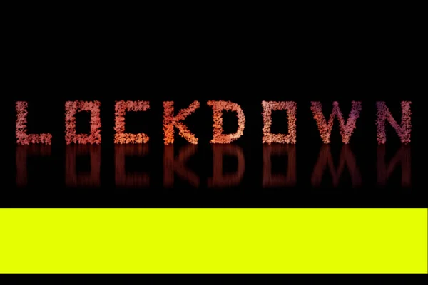 Lockdown Letras Sobre Fondo Negro Amarillo Concepto Alerta Mundial Pandémica — Foto de Stock