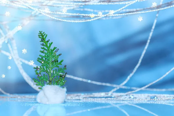 Christmas Background Blue Christmas Background Новогодняя Елка Копия Пространства Ветка — стоковое фото