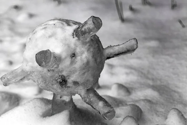 Χιονισμένο Βρώμικο Μπάλα Και Icicles Abstract Φόντο Χιόνι Coronavirus 2019 — Φωτογραφία Αρχείου