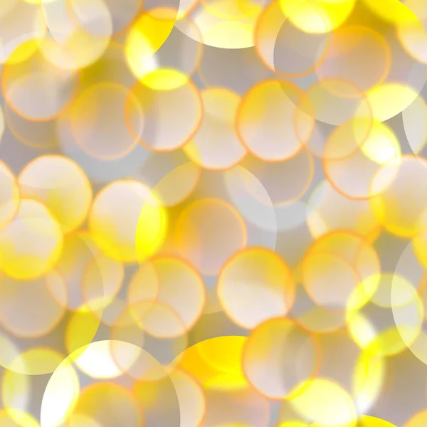 Seamless creative pattern of yellow-orange sun glare on a gray background. Abstract yellow bokeh seamless pattern on gray background.