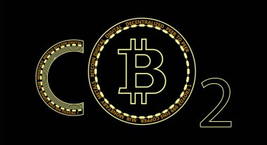 Enerji tüketimi tasarımı. Bitcoin karbon ayak izi kavramı. Bitcoin doğaya zararlıdır. Bitcoin 'in karbon ayak izi. Modern teknolojilerin çevre üzerindeki etkisi