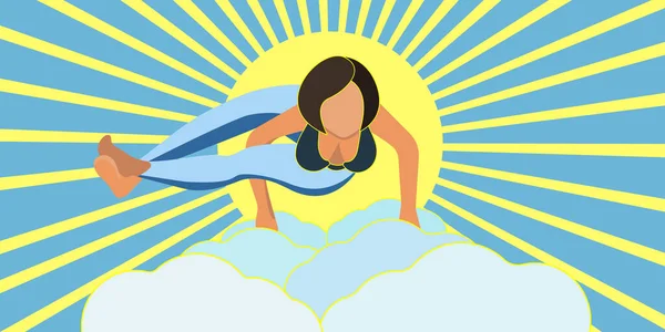 Ilustración Vectorial Plana Chica Practicar Deportes Mujer Haciendo Yoga Pose — Archivo Imágenes Vectoriales