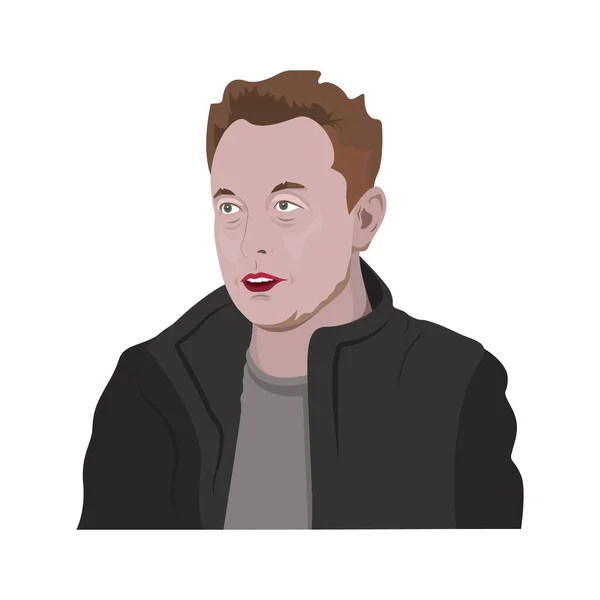 Vector Illustration Elon Musk White Background Famous Founder Ceo Entrepreneur — Stock Vector